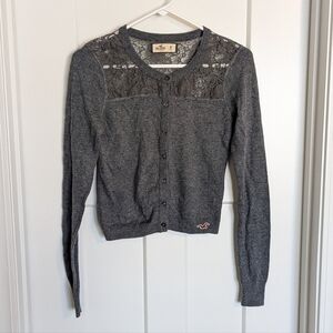 Hollister Lace Back Cardigan - Grey sz M